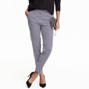 H&M Ankle-Length Patterned Trousers - Navy & White